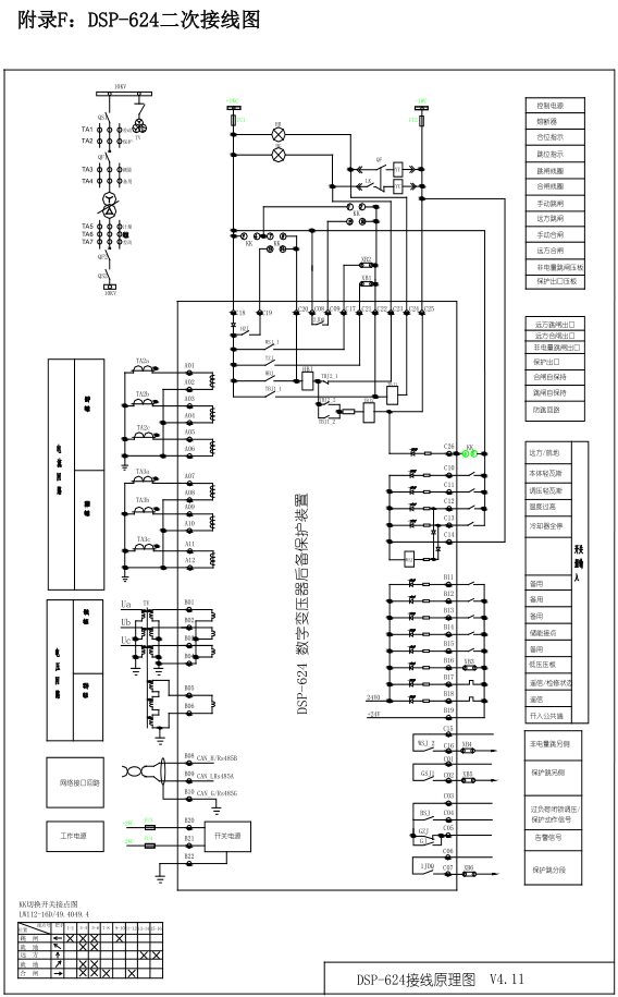 DSP-624系列數字變壓器后備保護裝置接線